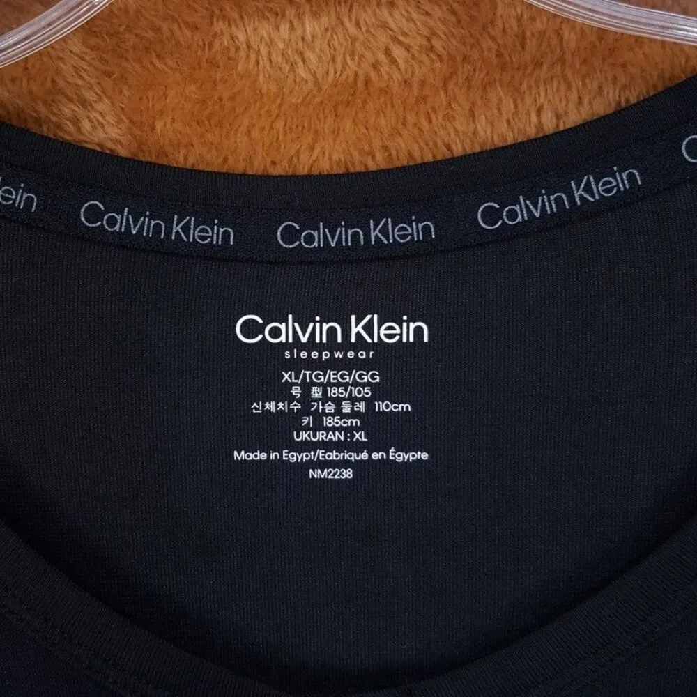 CALVIN KLEIN Sleepwear Mens XL Black Long Sleeve Henley Ultra Soft Modern Shirt - Picture 2 of 8
